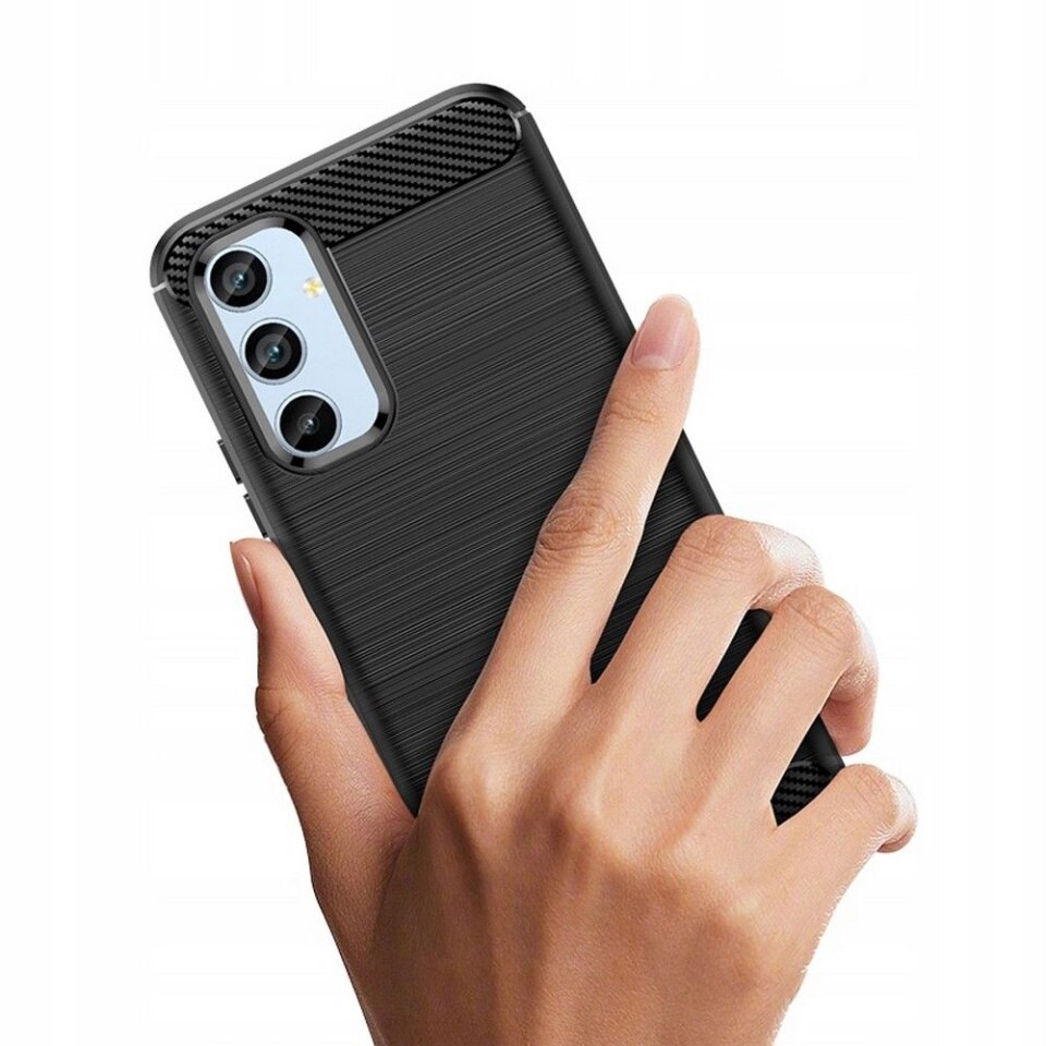 Husa pentru Samsung Galaxy A34 5G, SKYDDAR INNOVATION, Carbon Silicone, din Silicon Slim, cu textura Fibra Carbon, set cu sticker, Negru