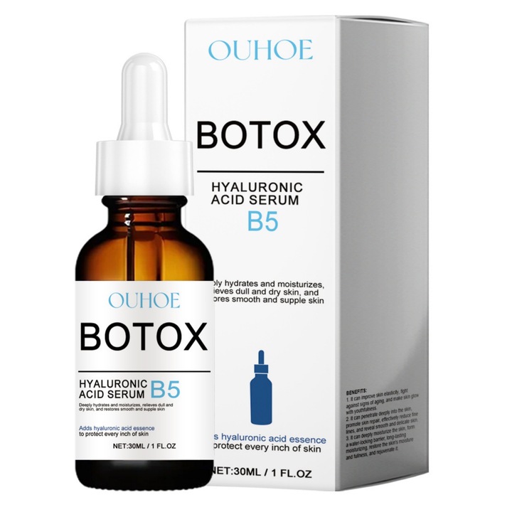 Ser cu acid hialuronic B5, OUHOE, 30 ml, antirid, hidratant, 3x3x10, 5cm