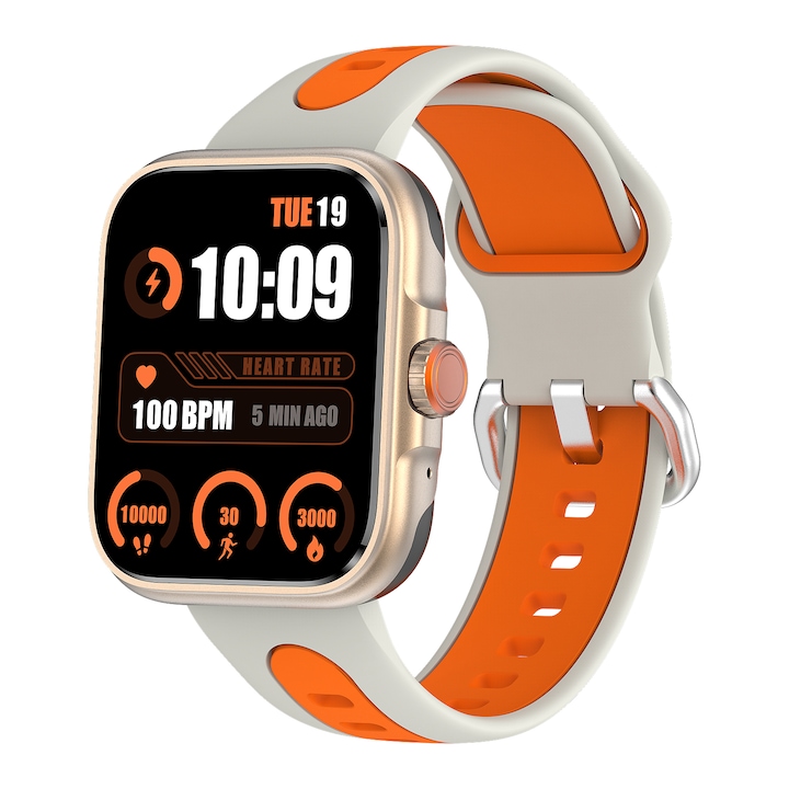 Rainbuvvy S216 Ceas inteligent GPS pentru sport cu ecran AMOLED de 1, 78 inci, rezistenta la apa 3ATM, baterie de 350 mAh, altimetru, barometru, busola, Auriu