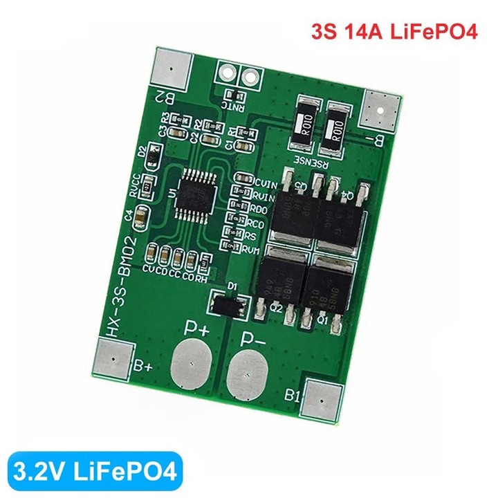 Modul de incarcare si protectie pentru baterie LiFePO4 3.2V cu 3 celule, BMS 3S, 14A