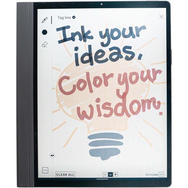 HANNspree HannsNote 2 SN10HR1B ePaper таблет, EcoVISION Paper TN 10", 4GB RAM, 64GB Flash, Wi-Fi, Bluetooth, 2MP предна камера, микрофон, високоговорител, Android 13 черен