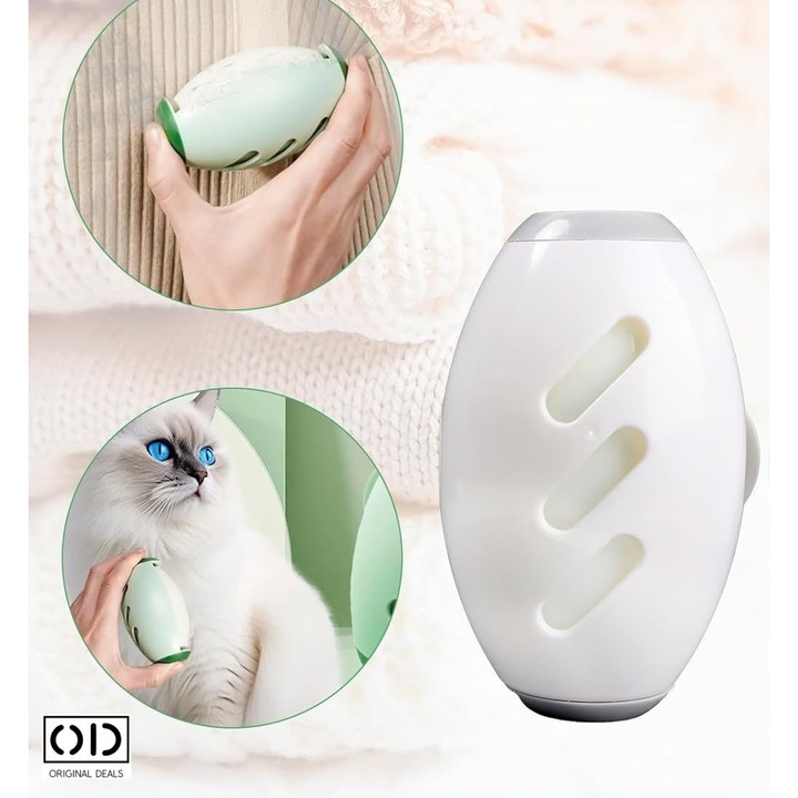 Rola pentru Curatare Scame si Par de Pisica sau Caine de pe Haine, Covor, Canapea si Mobilier, din Silicon Reutilizabil, Eco-Friendly, Fara Hartie si Consumabile, Dimensiune 11 x 6 cm, ORIGINAL DEALS Alb