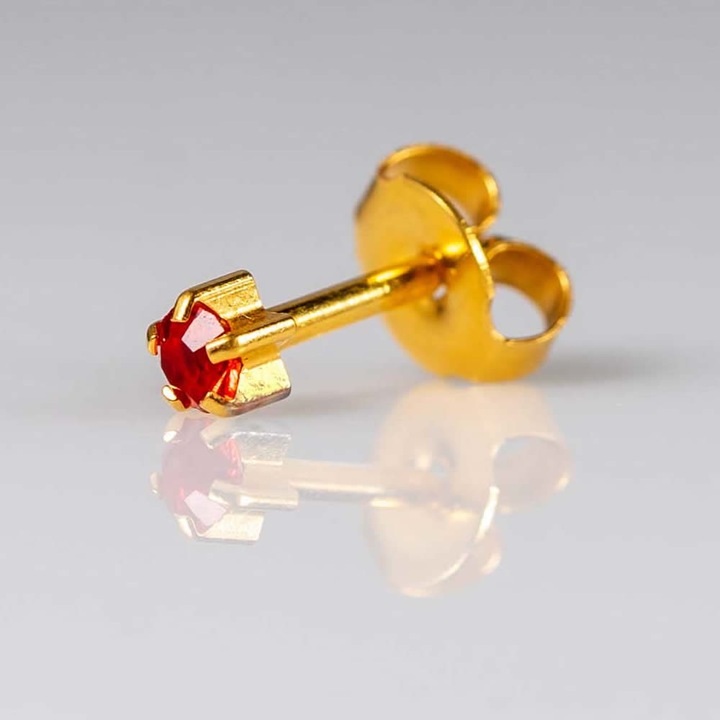 Cercei medicinali sterili Caflon, hipoalergenici, piatra zirconiu metal galben, 1 pereche, pentru bebelusi