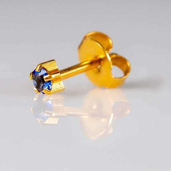 Cercei medicinali sterili Caflon, hipoalergenici, piatra zirconiu metal galben, 1 pereche, pentru bebelusi