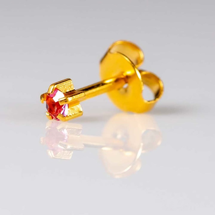 Cercei medicinali sterili Caflon, hipoalergenici, piatra topaz, metal galben, 1 pereche, pentru bebelusi