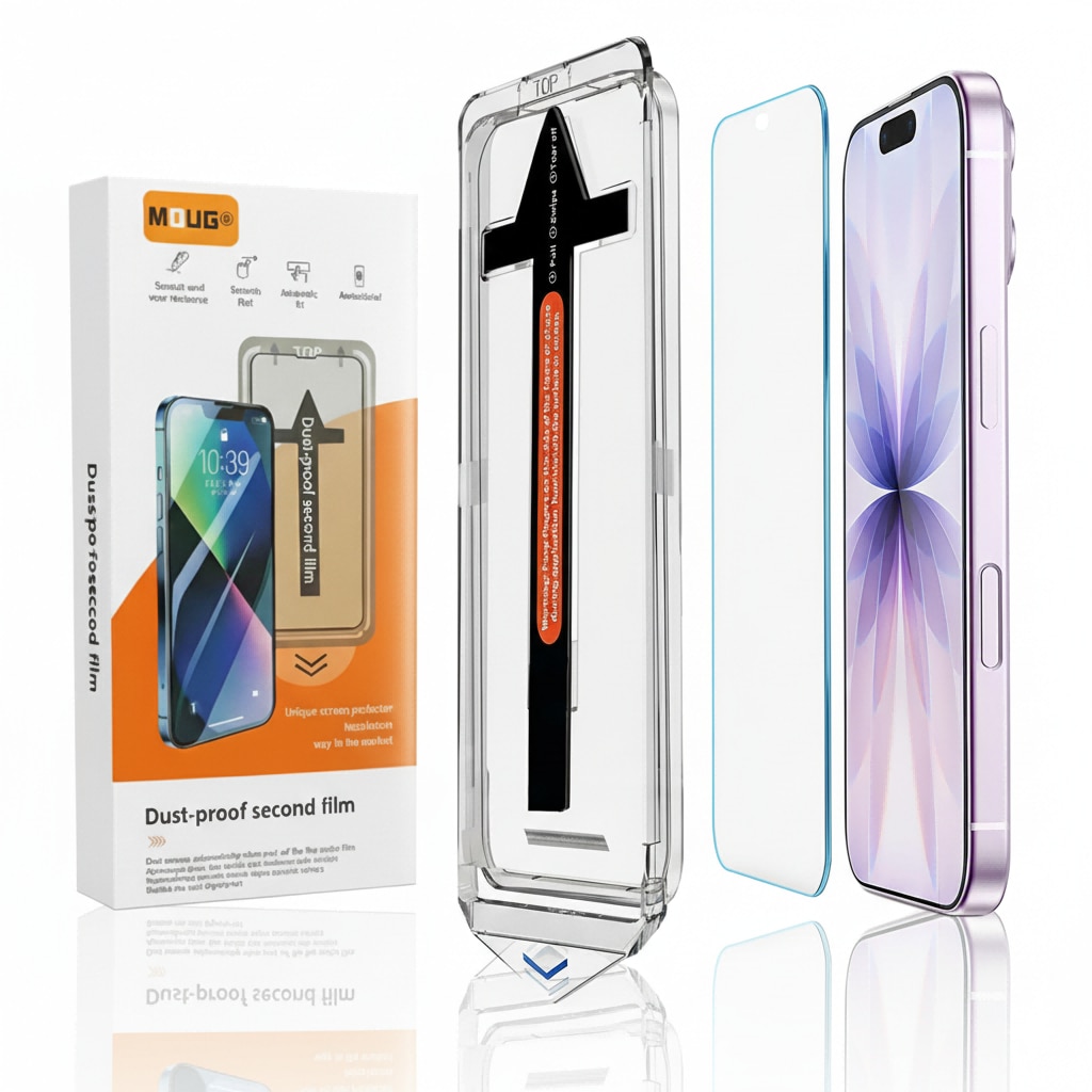Folie de Protectie Ecran pentru iPhone 17, cu Kit de Montare Instanta si Functie Automata de Indepartare a Prafului, din Sticla Temperata 9H+, Claritate Super HD, Tratament Oleofob si Anti-Amprente
