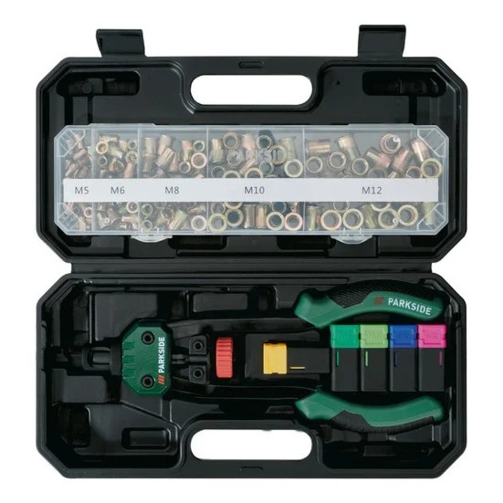 Clește pentru nituri ParkSide, cu 150 piulițe, lungime 33 cm, otel carbon, PVC