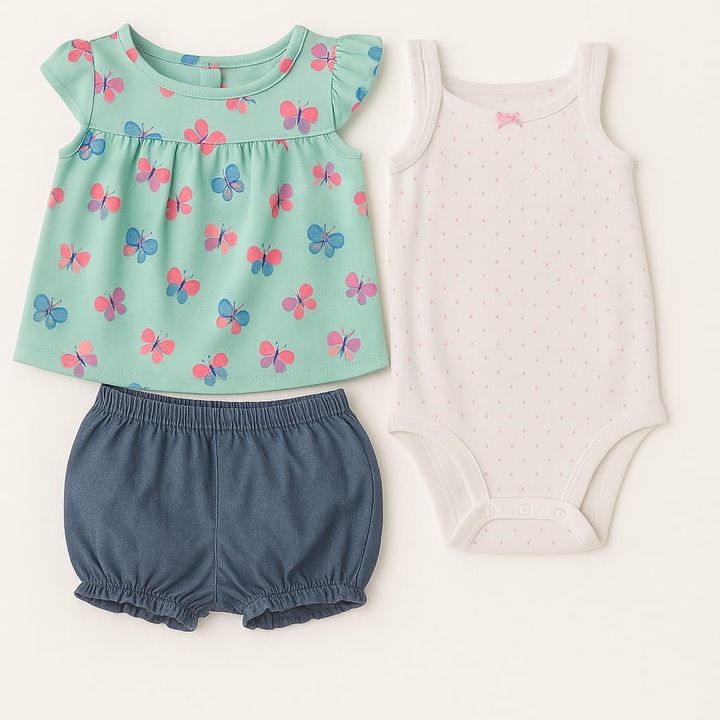 Compleu Carter's bumbac 3 piese fetita 9 luni