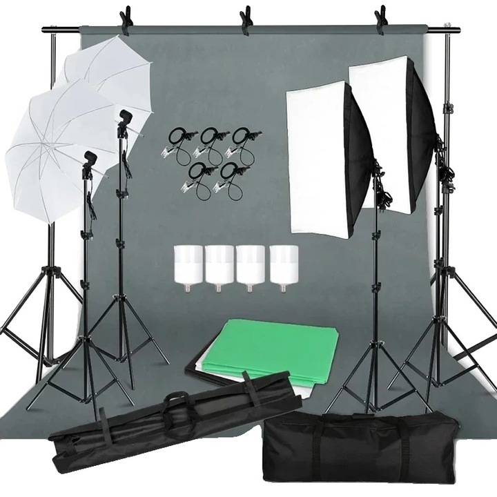 Kit Studio Foto 53, Softboxuri, Umbrele Reflective, 2m, Multicolor
