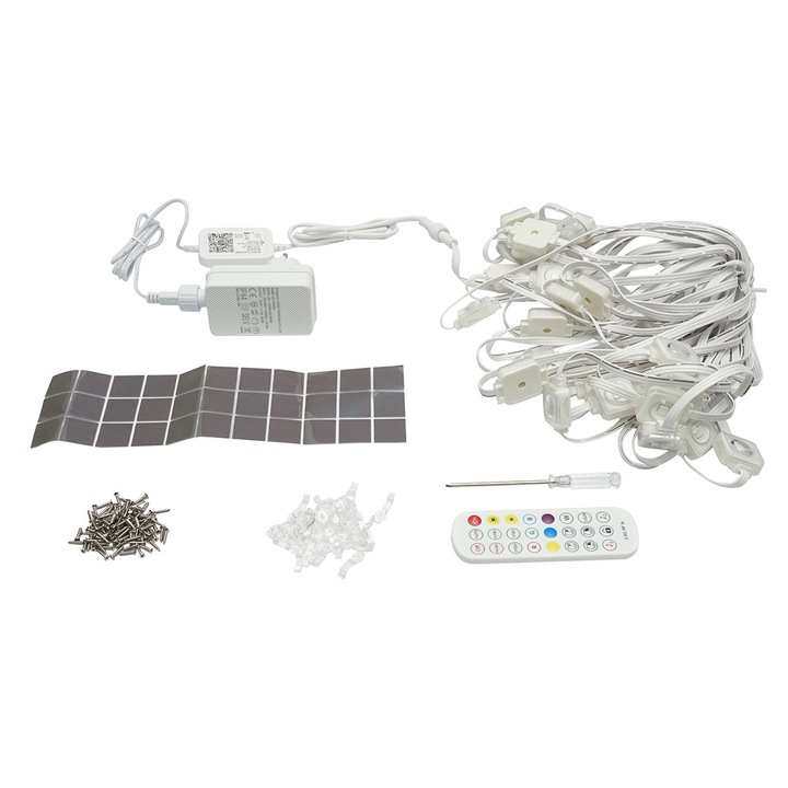 Kit lumini decorative smart RGBIC 15m Breckner Germany, control vocal, telecomanda, IP67