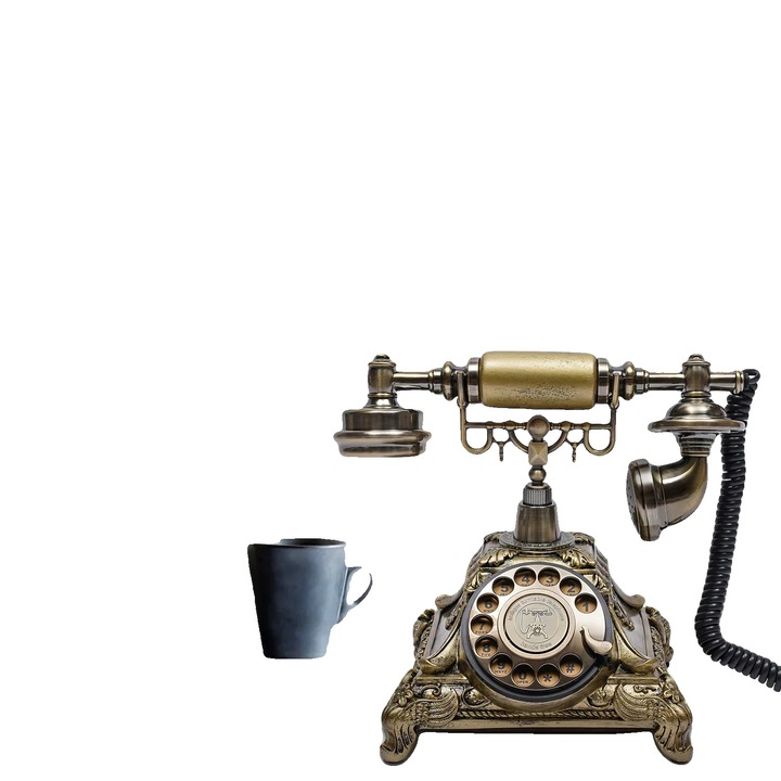 Telefon cu fir, design retro, plastic durabil, bronz, 22x18x14cm