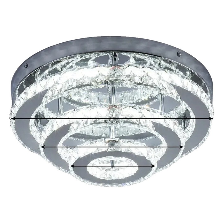 Модерен полилей, димируем с дистанционно управление, кристал, неръждаема стомана, 10-30 кв.м.