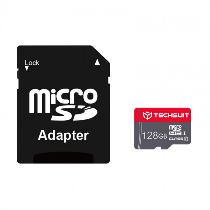 Card de memorie Memory Card THCM26 (THCM269128) with Adapter, MicroSDHC, Class 10, 128GB Red Negru