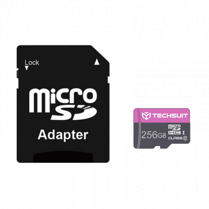 Карта памет MicroSDHC 256GB - Techsuit THCM27 (THCM27256) - Лилава