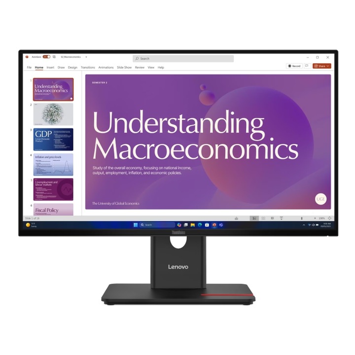 Monitor IPS LED Lenovo ThinkVision 23.8" T24D-40, Full HD 1920 x 1080, HDMI, DisplayPort, Hangszórók, Pivot Fekete