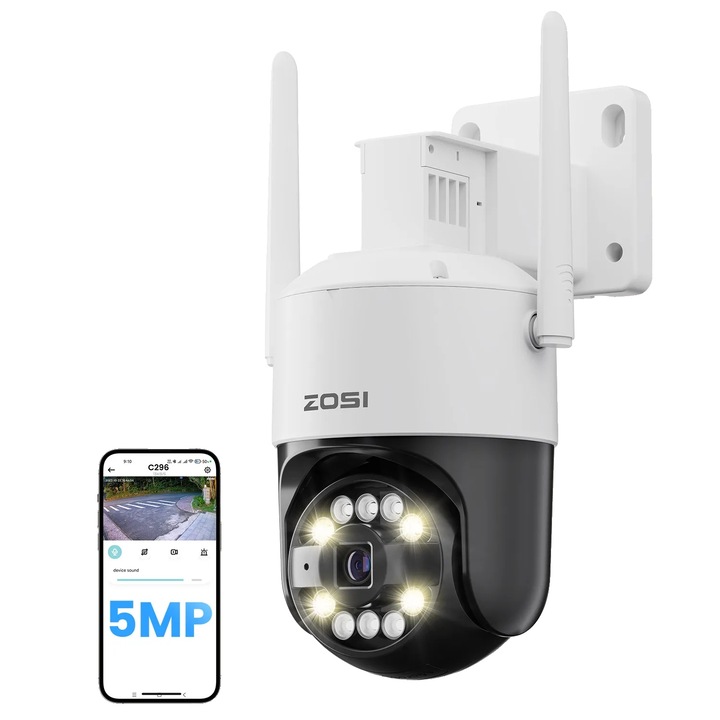 PTZ камера за наблюдение, 5MP, AI детекция, цветно нощно виждане, водоустойчива