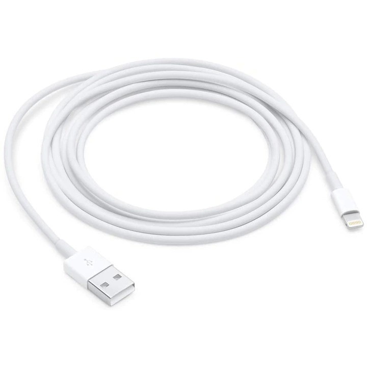 Cablu incarcare/date USB A - lightning, alb compatibil cu iPhone 5, 6, 7, 8, X, 12, 13, 14, fast charging, 2m