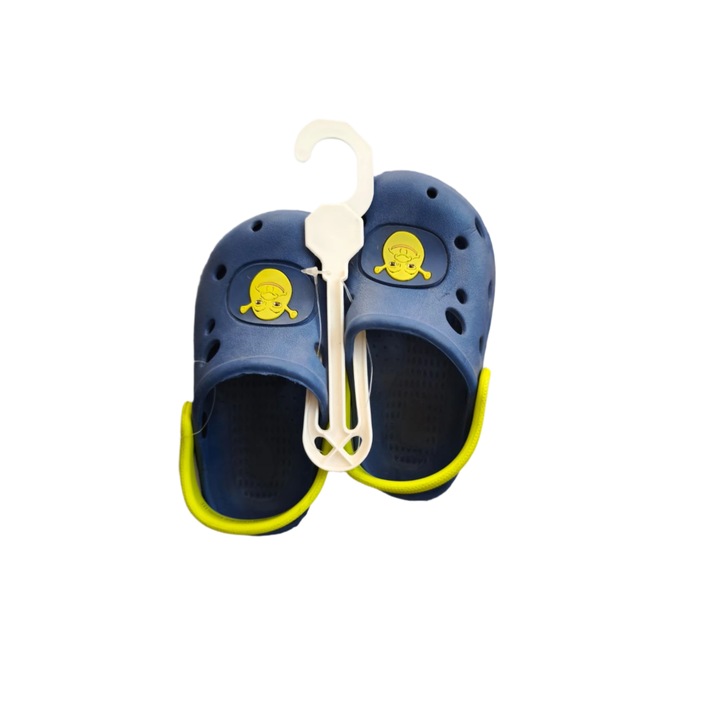 Saboti copii tip Crocs, Shrek, Verde lime/Albastru