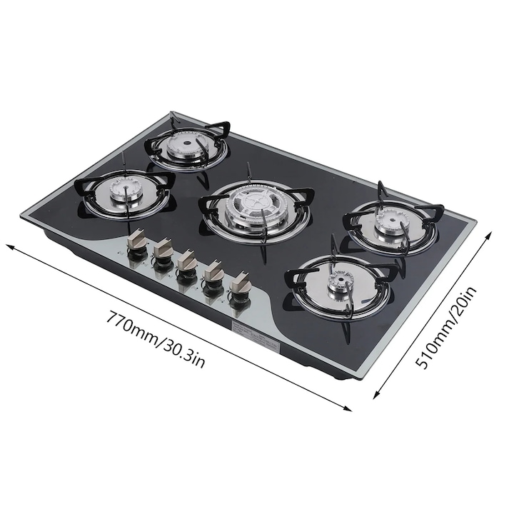 Plita incorporabila pe gaz Beko HDCG32220FX 30 cm 3900W, inox, 2 zone de gatit, argintiu
