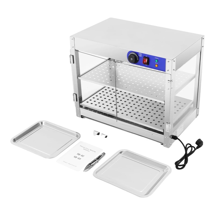 Кутия за храна, 2 нива, неръждаема стомана, сребриста, 61x38x51см