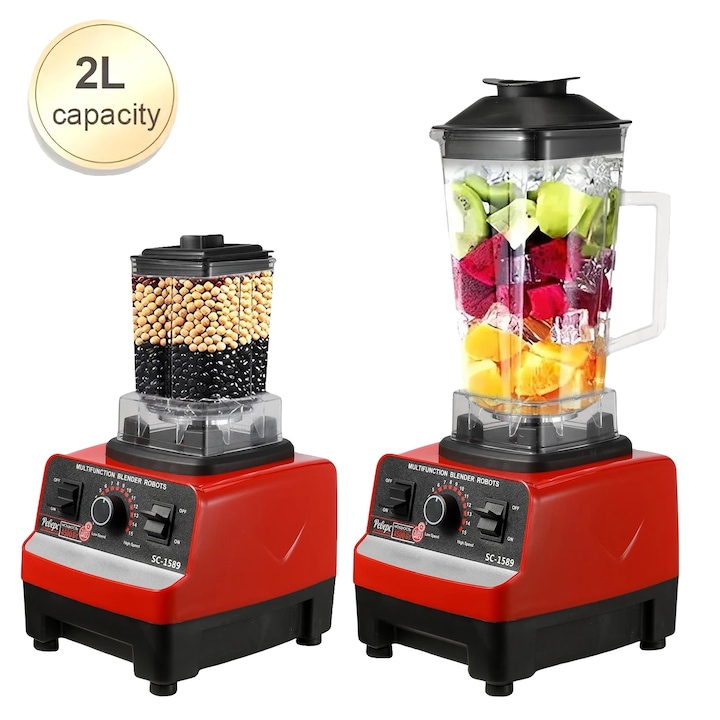 Blender 2 in 1, putere mare, multifunctional, 2000W, capacitate 1.8-2.1L, culoare plastic