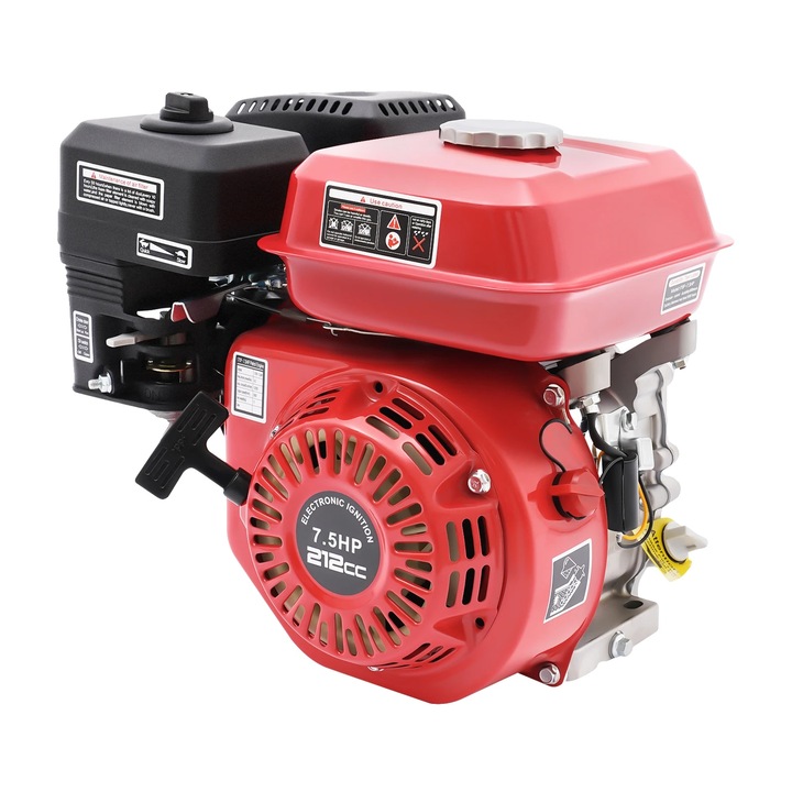 Motor pe benzina 4 timpi, 7.5HP, racire cu aer, capacitate rezervor 3.6L, negru-rosu