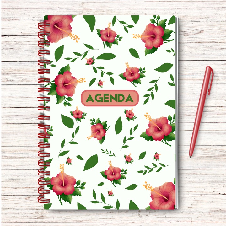Agenda A4 InspirArt, Handmade, coperta lucioasa florală, 120 pagini punctate