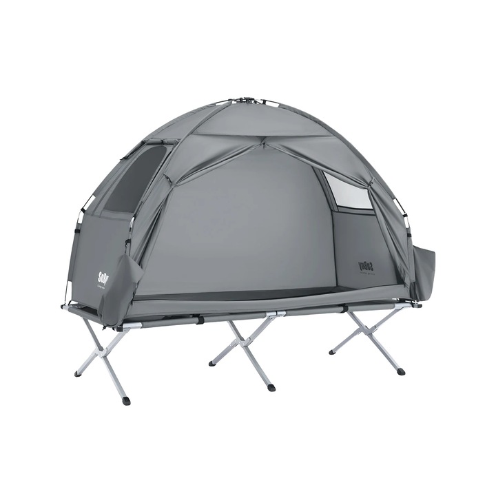 Cort camping, design usor, montare simpla, gri, 193x160x86cm