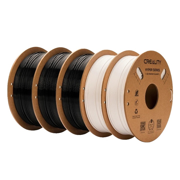 3D Filament, 1,75 mm, 3. szett fekete 2 fehér, vegyszerálló, tartós teljesítmény