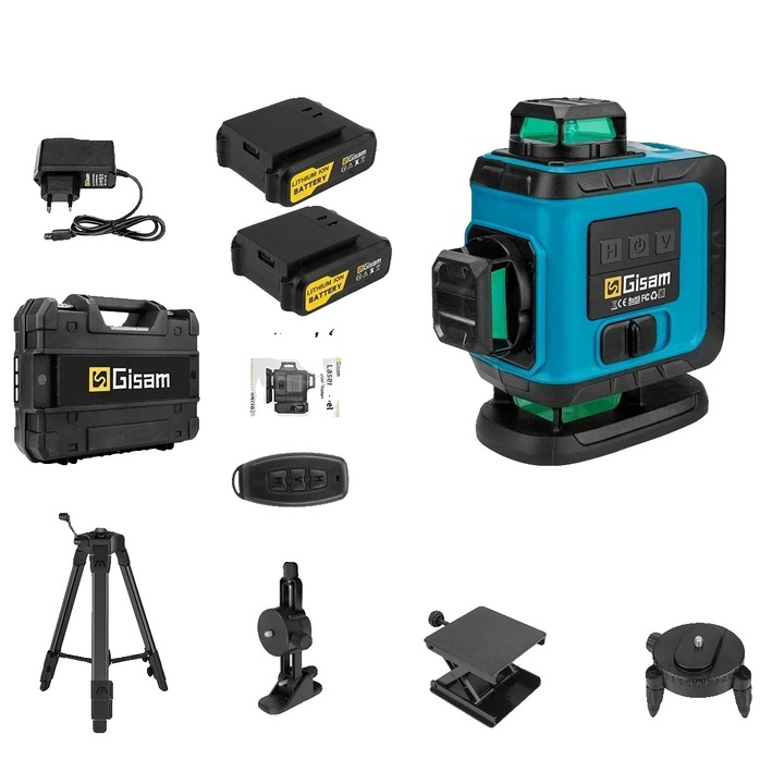 Lézeres szintező 16 vonallal, öntszintező, állvánnyal, +/-2mm pontosság, 25m, IP54