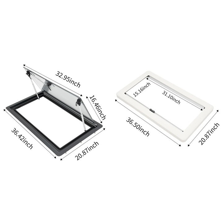 Fereastra de Ventilatie, Deschidere Multi-Angle, Constructie Durabila, 900x500mm, Negru/Alb