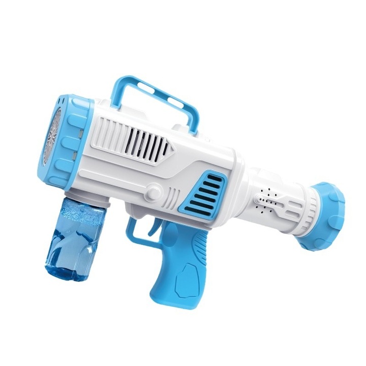 Електрически пистолет за сапунени балончета, син/бял, за открито