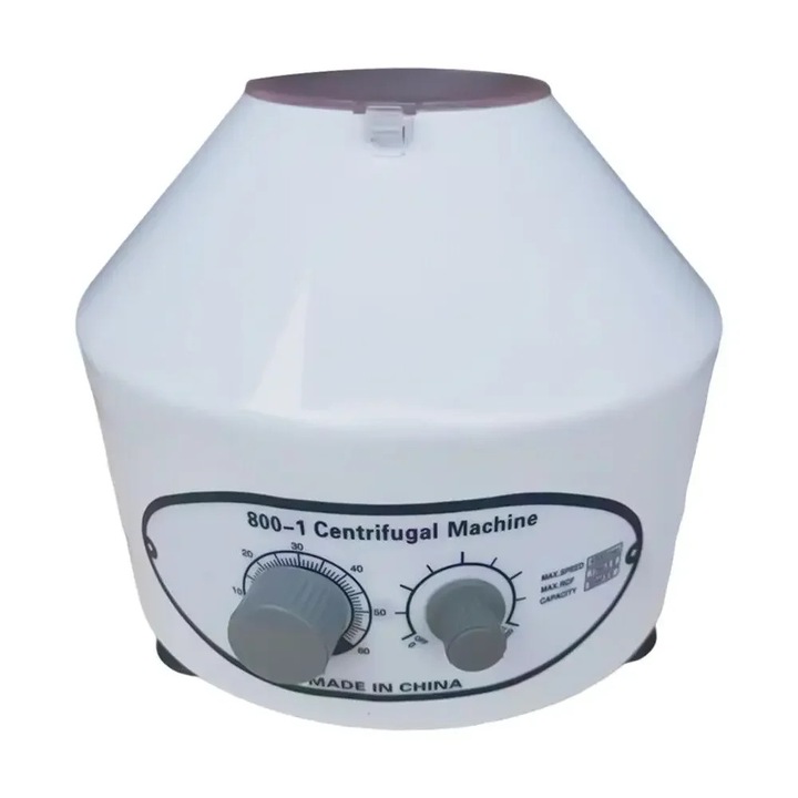 Centrifuga de laborator de masa, 800-1, 220V 60Hz, 0–4000 rpm, 6×20 ml, Temporizator 0–60 min, 25 W, Alb
