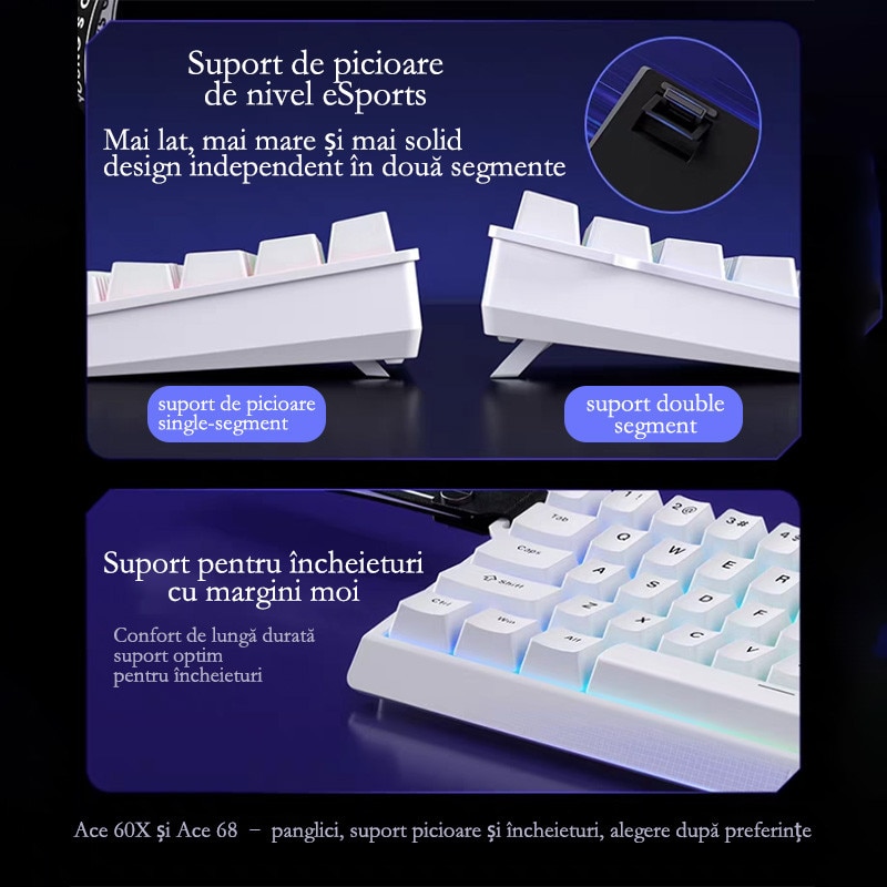 Tastatura mecanica gaming MCHOSE ACE68, switch-uri magnetice Hall