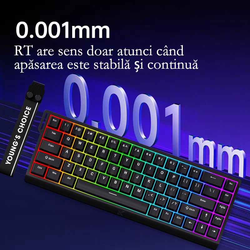 Tastatura mecanica gaming MCHOSE ACE68, switch-uri magnetice Hall