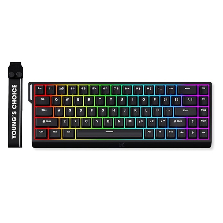 Tastatura mecanica gaming MCHOSE ACE68, switch-uri magnetice Hall Effect, 68 taste, 8K Hz, RGB, USB-C, cu fir