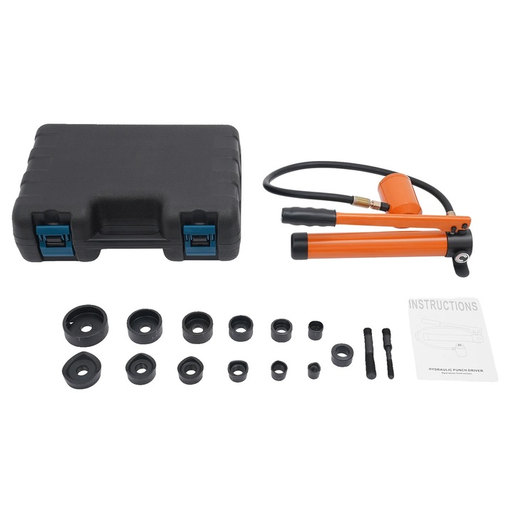 Set de unelte pentru perforare hidraulica, 80KN, include 6 matrite, portocalie, 41.5x27.5x15.5cm