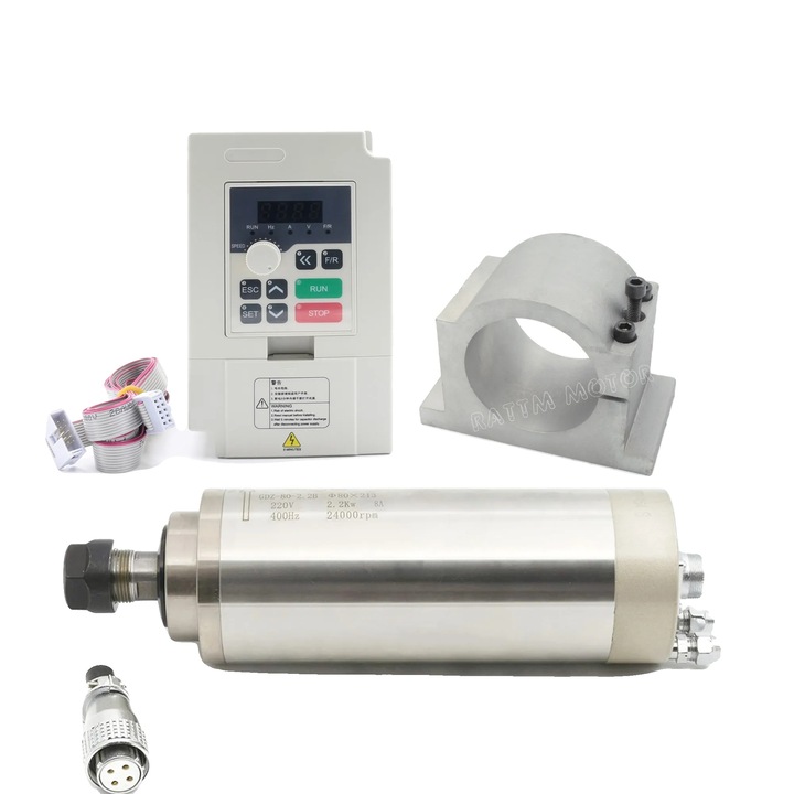 Motor de frezare CNC, racire apa, precizie inalta, 220V, 80mm x 213mm