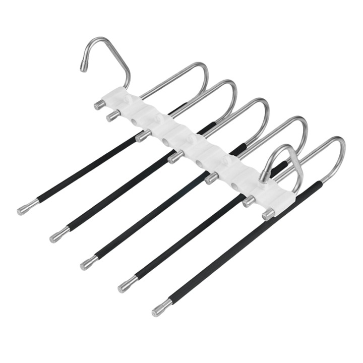 Umeras pliabil din otel inoxidabil KuviKoo, 5 brate, 2 moduri de suspendare, capace anti-derapante, economisire spatiu 80%