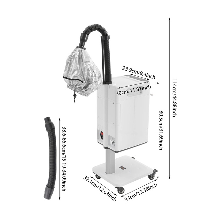 Aparat de aburi pentru par, alb, capacitate rezervor 1000ml, control temperatura ajustabil, display LCD