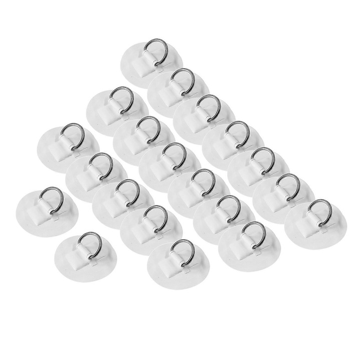 Set 20 inele D din otel inoxidabil pentru barci gonflabile, 6.5cm, alb