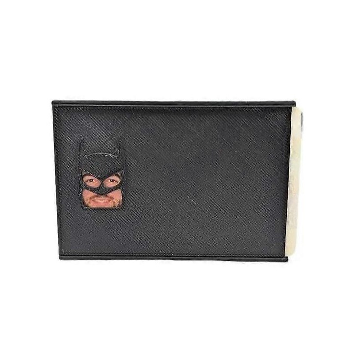 Portofel pentru barbati, design supererou, 8.1x6.1cm, negru