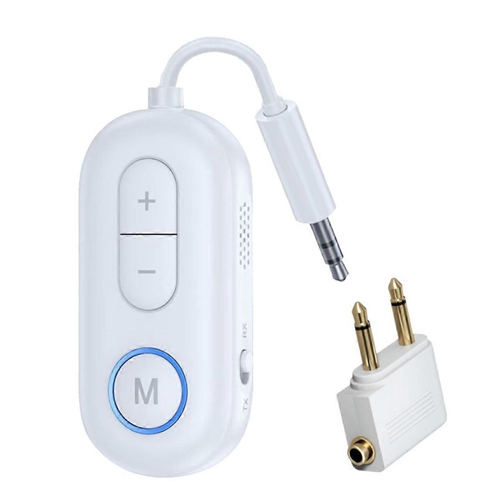 Transmitator si receptor audio wireless, Bluetooth 5.4, alb, 3.5mm