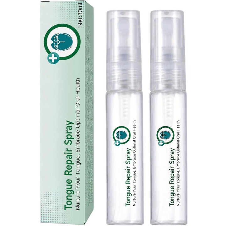 Set spray de gura pentru repararea limbii, 2 bucati, curatare, pH neutru, utilizare zilnica