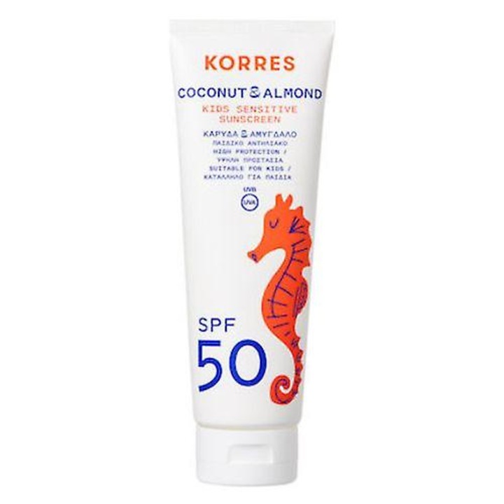 Emulsie de protectie solara pentru copii cu ulei de cocos si migdale, Korres, SPF 50, 250 ml
