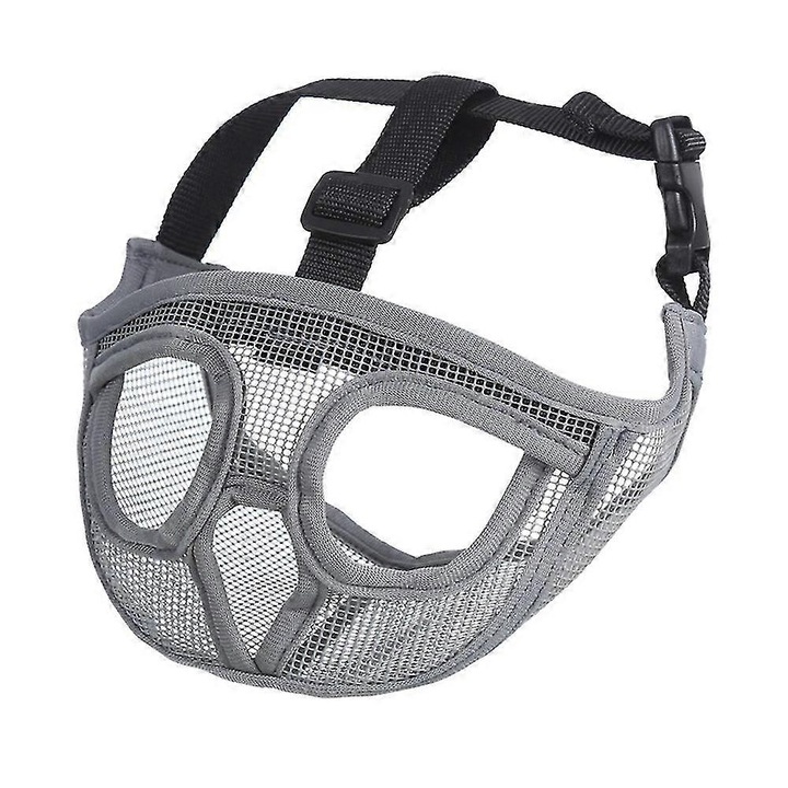 Botnita pentru caini, mesh, ajustabila, pentru Bulldog Francez, gri