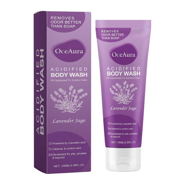 Savasított tusfürdő, OceAura, 100ml, szagsemlegesítő, 5,5x3,2x16,3cm