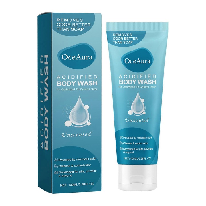 Gel de dus acidificat, OceAura, 100ml, control miros, 5.5x3.2x16.3cm