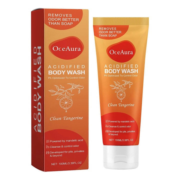 Savanyított tusfürdő, OceAura, 100ml, szagszabályozás, 5.5x3.2x16.3cm