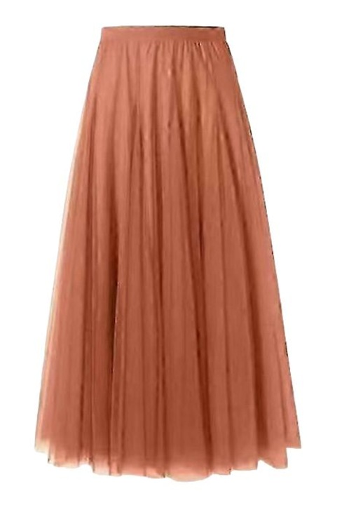 Fusta midi QT1556, Poliester/Bumbac, Maro, One Size INTL